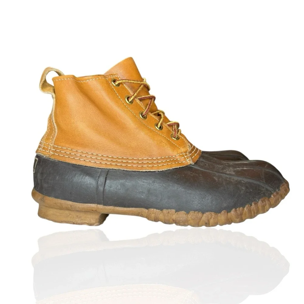 Vintage LL Bean Maine Hunting Shoe 70's‎ 80's USA Made Leather Brown Tan Size 8